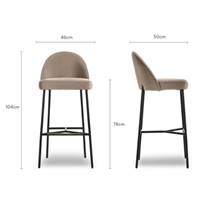 Nio tabouret de bar en velours taupe H78