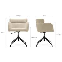 Baita chaise de bureau rotative en tissu bouclé blanc et métal noir