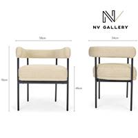 Borry chaise avec accoudoirs en tissu beige sable et métal noir