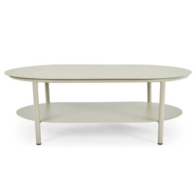 Saona table basse d'extérieur ovale en métal gris clair taupe