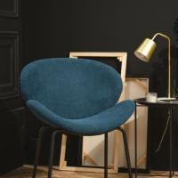 Cozy fauteuil en velours côtelé bleu paon