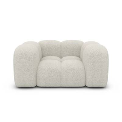 Cotton fauteuil 1 place en tissu bouclé blanc