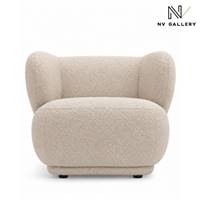Havane fauteuil en tissu bouclé beige