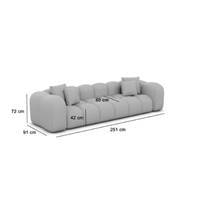 Cotton canapé 4 places en tissu texturé gris clair