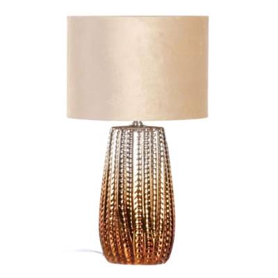 Lampe de table en velours doré et céramique