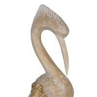 Ardei sculpture héron en bois d'Albasie et fibre naturelle H62cm