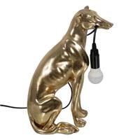 Doggy lampe de table en résine chien lévrier doré câble noir H36cm