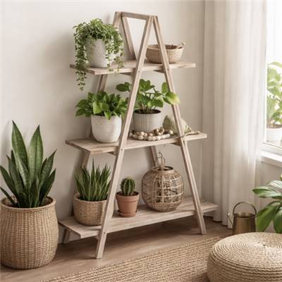 Chalet étagère pyramide en bois naturel de sapin H127cm