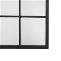 Antic miroir mural type fenêtre industrielle 12 carreaux bois noir H120cm