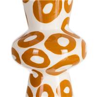 Issla vase blanc motif rond moutarde en métal H28cm