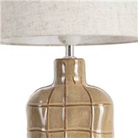 Traisen lampe de table en céramique à carreaux beige et abat-jour lin