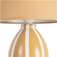Samine lampe à poser en céramique moutarde rayé blanc abat-jour tissu H30cm
