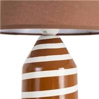 Samine lampe à poser en céramique marron rayé blanc abat-jour tissu H30cm