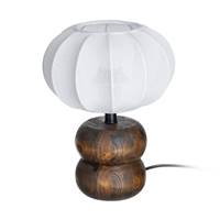 Sorella lampe de table bois 2 niveaux et abat-jour tissu blanc H26,5cm