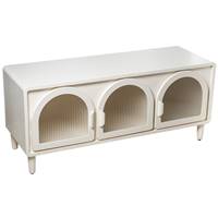 Tara buffet bas en bois mdf blanc 3 portes vitrées L120cm