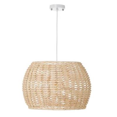 Buri suspension arrondie métal et osier naturel tressé H24