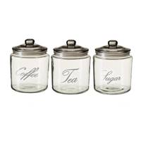 Didu lot de 3 pots de conservation en verre et couvercle argenté