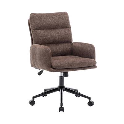 Aimé chaise de bureau en tissu brun rembourré réglable à roulettes
