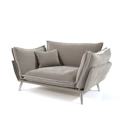 Laura fauteuil en velours beige foncé et pieds argentés