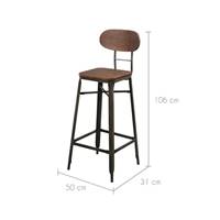 Suzie chaise de bar en bois contreplaqué foncé et métal H76