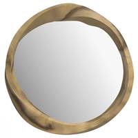Marley miroir rond en bois de suar ondulé