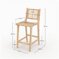 Spike chaise de bar en teck et cannage rotin H66