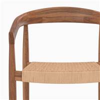 Breda chaise ilot central en cordage tressé naturel et bois de teck H66