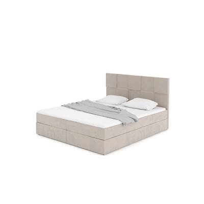 Paollo lit boxspring 160x200 avec rangement en velours beige foncé et surmatelas