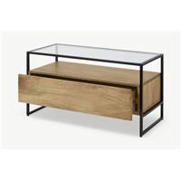 Kilby meuble TV bois de manguier clair et verre
