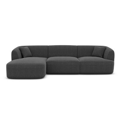 Gankeri canapé d'angle gauche en tissu texturé gris anthracite