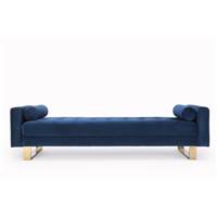 Felicie banc tissu bleu nuit et pieds dorés
