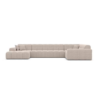 Lodce canapé panoramique angle gauche en tissu texturé beige