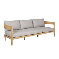 Borneo canapé d'extérieur en bois d'acacia tissu clair 3 places