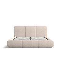 Ramnat lit boxspring 140x200 en tissu texturé beige