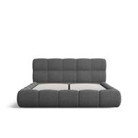 Lorea lit 180x200 avec rangement en tissu texturé gris anthracite