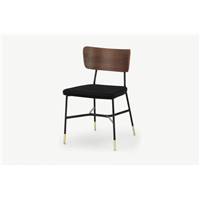 Amalyn chaise velours noir profond et noyer