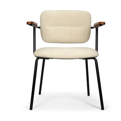 Agathe chaise blanc bouclette et métal noir