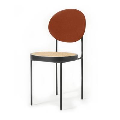 Rumana chaise orange noix de muscade et rotin