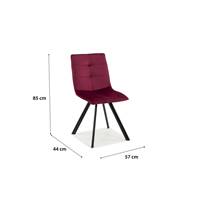 Tania chaise en velours et en métal couleur bordeaux