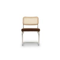 Lorenzo chaise en tissu caramel et métal chromé