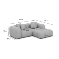 Cotton petit canapé d'angle droit en tissu texturé gris clair