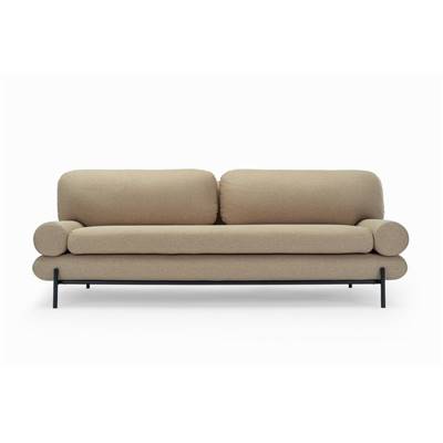 Zamora canapé 3 places en tissu gris taupe et métal noir