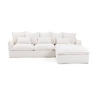 Kalisto canapé convertible d'angle droit lin épais blanc