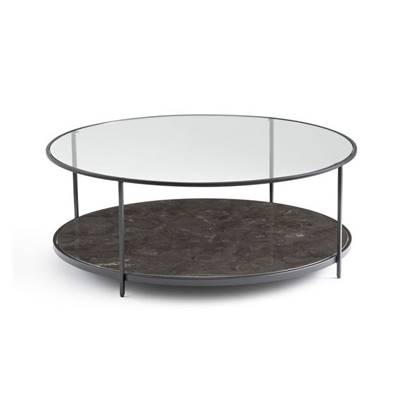 Debbie table basse ronde, marbre et verre ø90