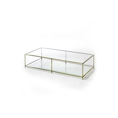 Bysil table basse rectangulaire verre trempé laiton