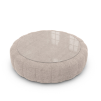 Virata table basse ronde en tissu texturé beige et verre