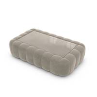 Ralia table basse rectangulaire en velours beige foncé avec plateau en verre