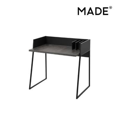 Arren bureau compact béton et acier noir