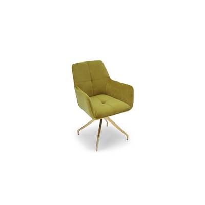 Olivier chaise de bureau velours jaune moutarde et doré