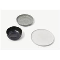 Zaeden service 12 pièces blanc cassé, gris chiné et charbon